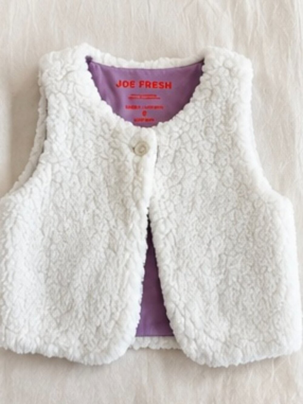 Joe Fresh Kids Sherpa Teddy Vest Size 5 Cream White Toddler